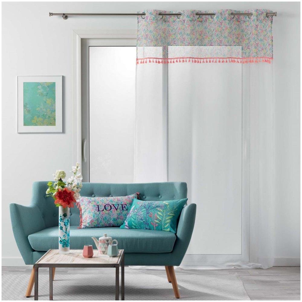 Tenda Da Finestra Con Occhielli Fresh Liberty, 140 X 240 Cm, Bianco Con Decorazione - Foto 2