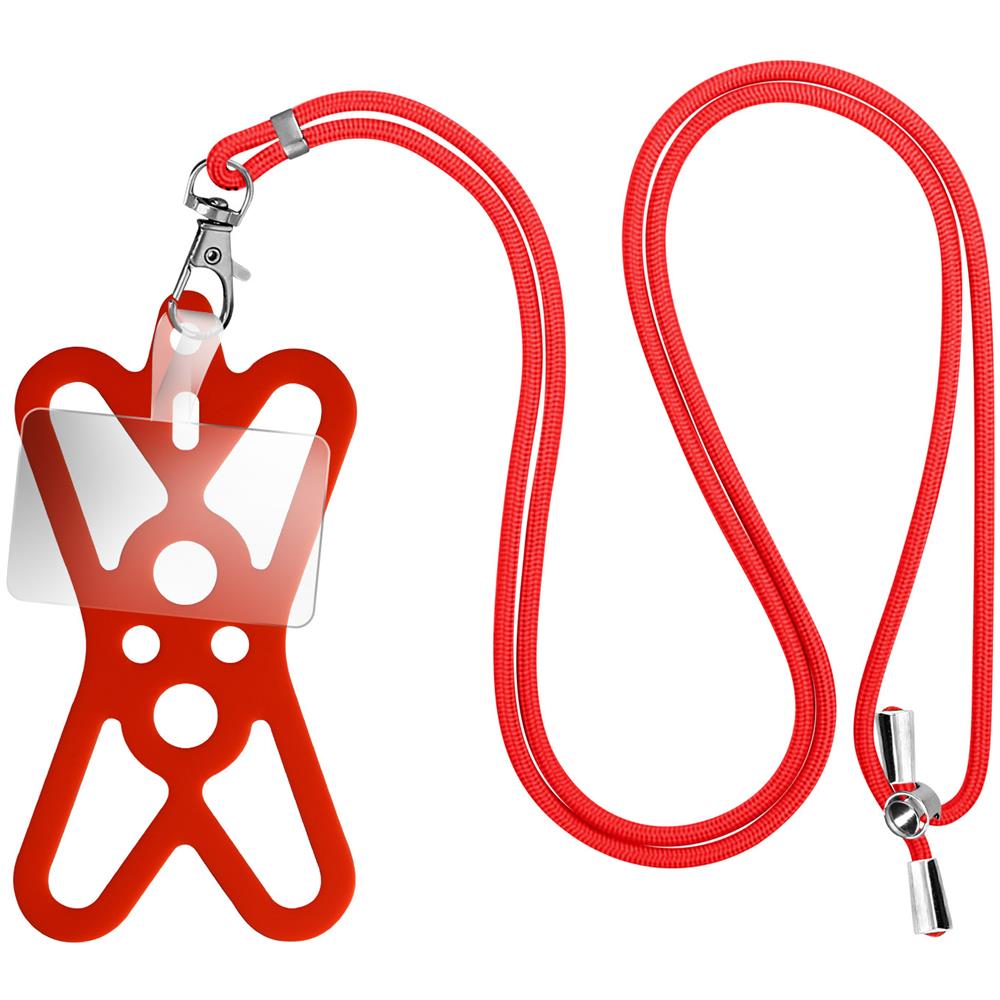 Cordoncino Smartphone Con Silicone Universale Espandibile Regolabile 90cm Rosso - Foto 1