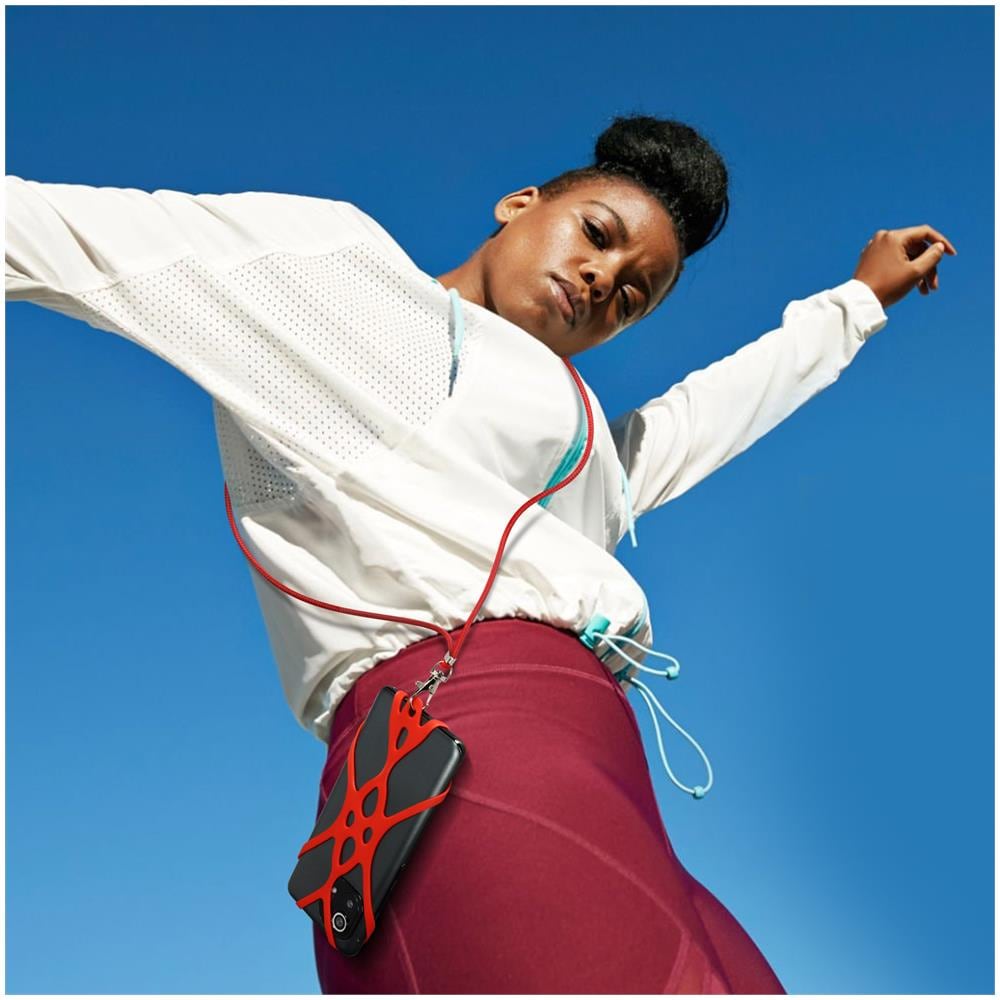 Cordoncino Smartphone Con Silicone Universale Espandibile Regolabile 90cm Rosso - Foto 2