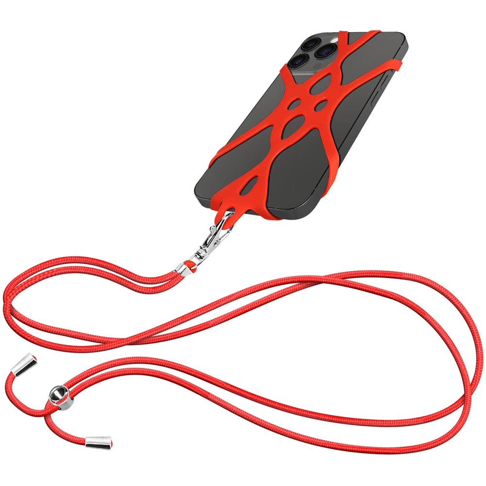 Cordoncino Smartphone Con Silicone Universale Espandibile Regolabile 90cm Rosso - Foto 7