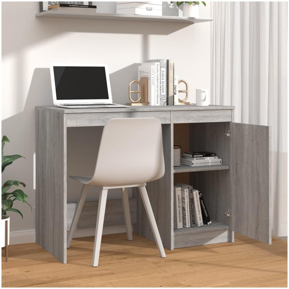 Scrivania Grigio Sonoma 100x50x76 Cm In Legno Multistrato - Foto 2