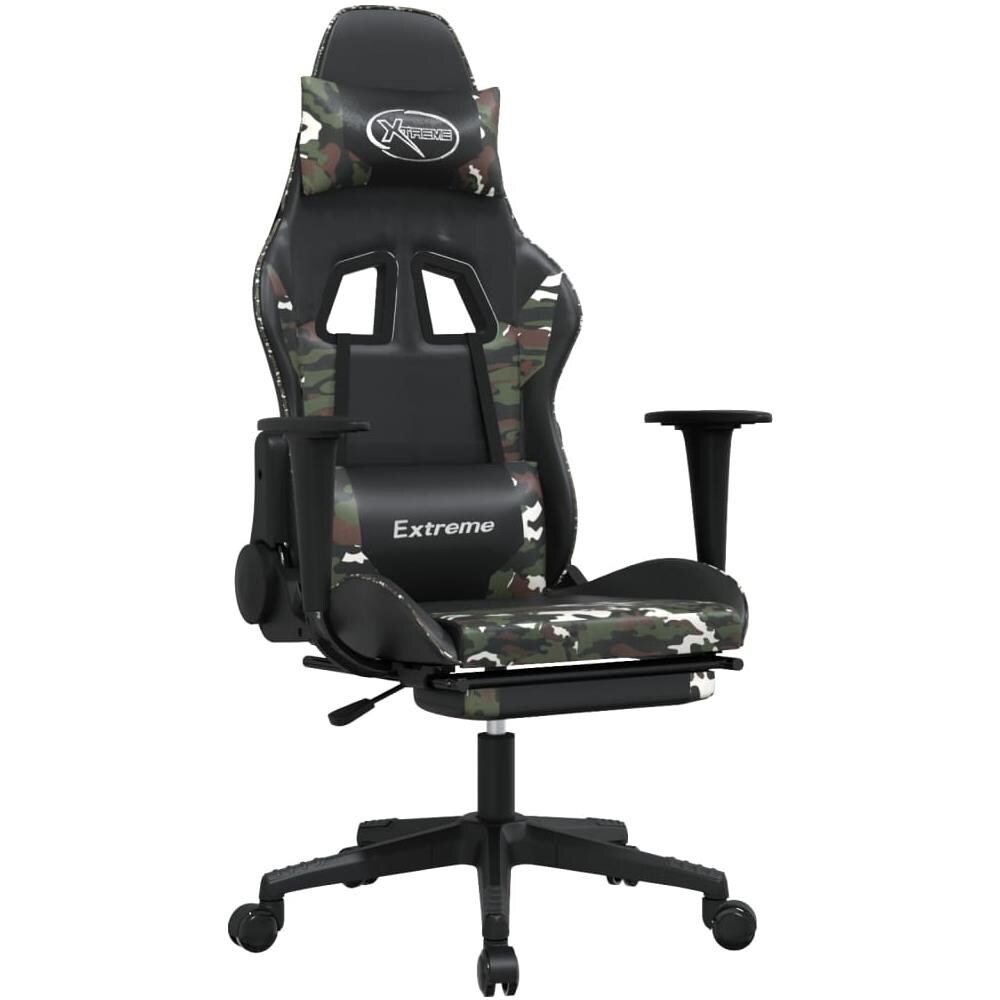 Sedia Gaming Massaggio Poggiapiedi Nero e Mimetico Similpelle - Foto 2