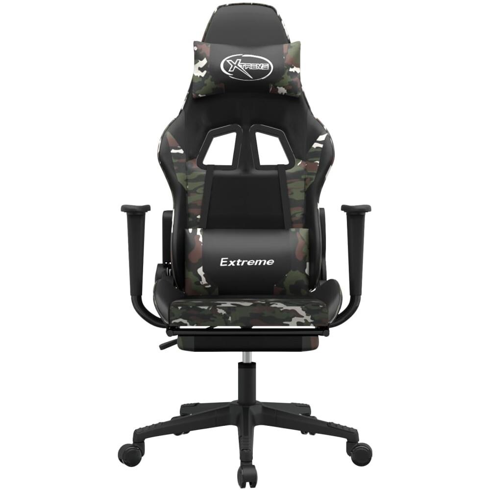 Sedia Gaming Massaggio Poggiapiedi Nero e Mimetico Similpelle - Foto 11