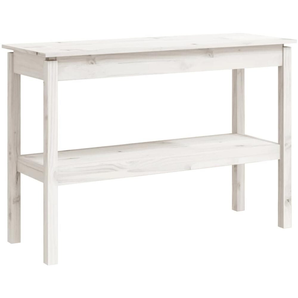 Tavolo Consolle Bianco 110x40x75 Cm In Legno Massello Di Pino - Foto 1