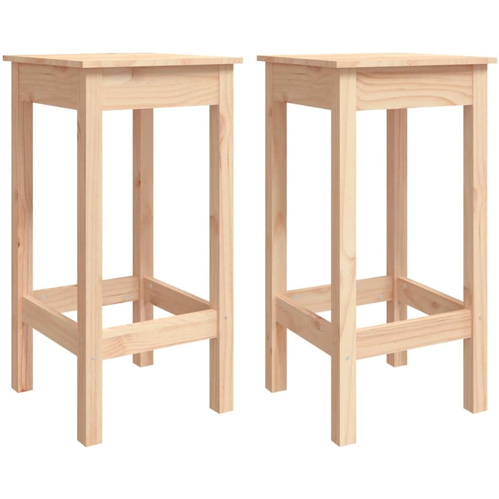 Sgabelli da Bar 2 pz 40x40x78 cm in Legno Massello di Pino - Foto 1