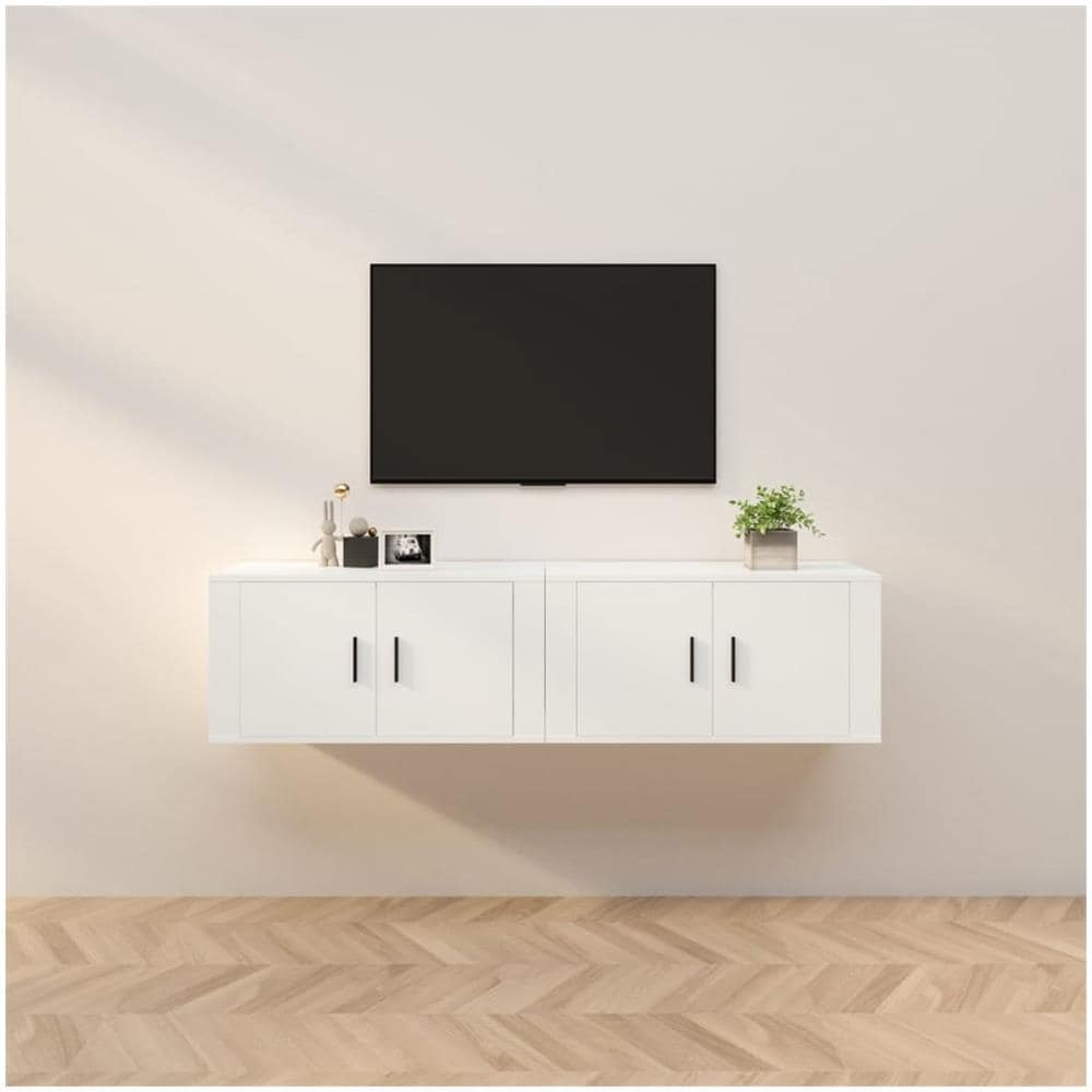 Mobili Porta Tv A Parete 2 Pz Bianco 80x34,5x40 Cm - Foto 1