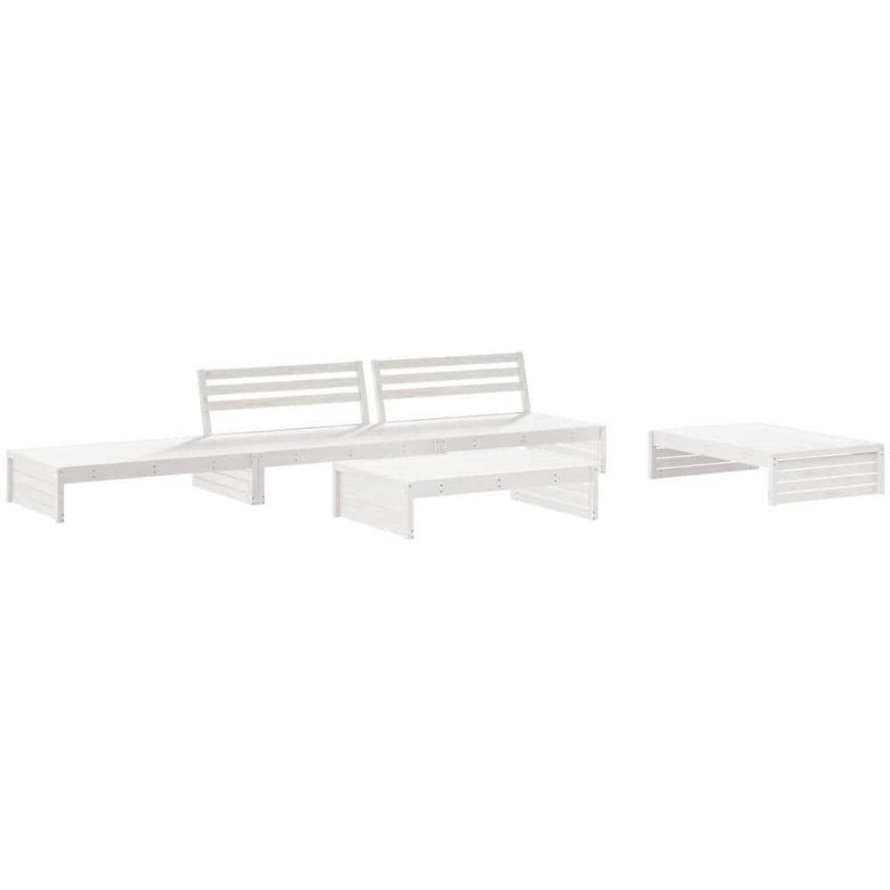 Set Divani Da Giardino 5pz Con Cuscini In Legno Massello Bianco - Foto 3