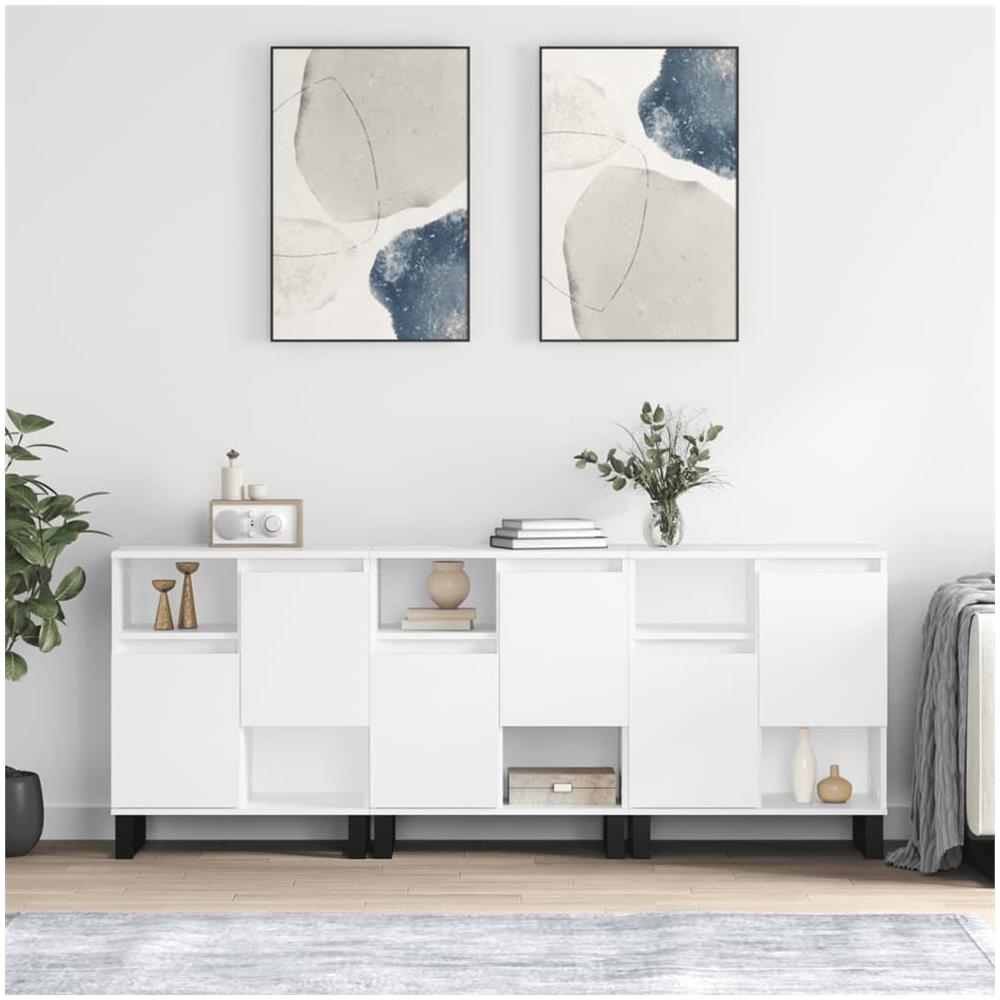 Credenza Classica Bianca 70x34x90 Cm In Legno Multistrato - Mobile Con 2 Ante, Pratica E Stabile, Da Salotto O Ingresso - 5