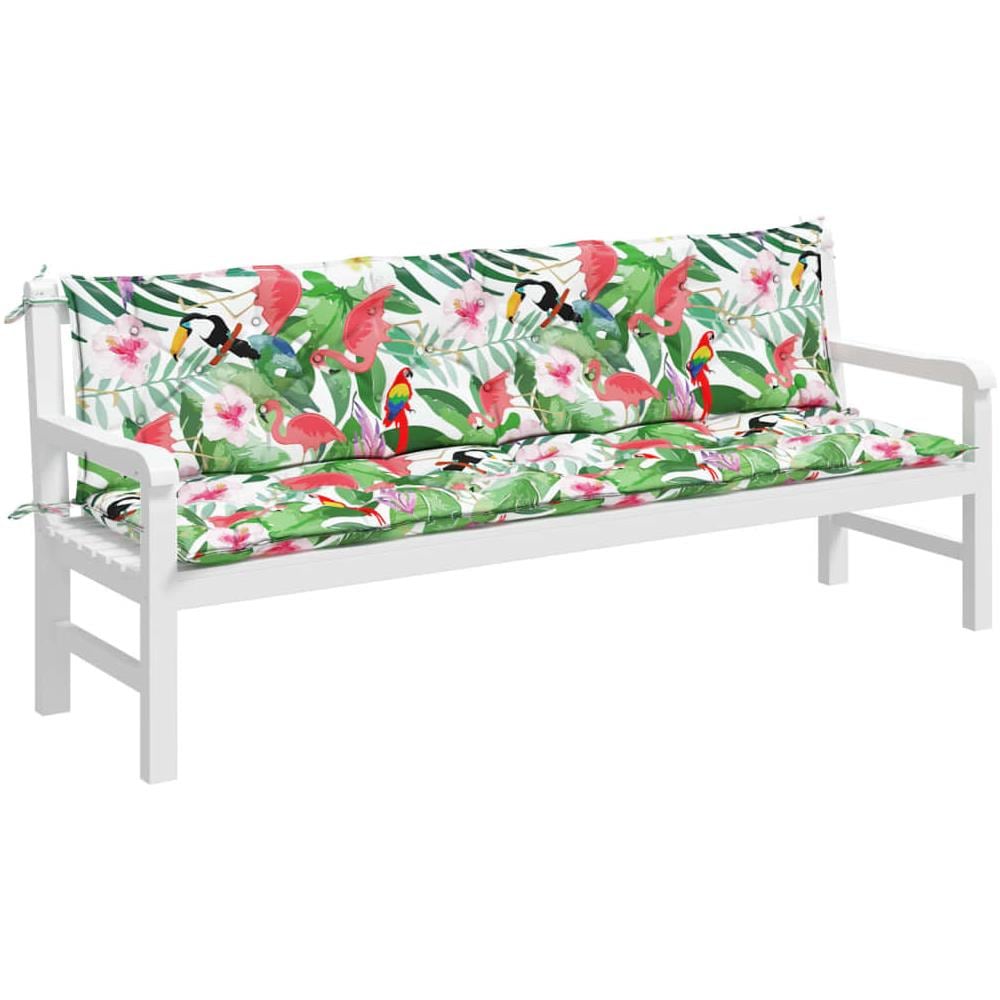 Cuscini Panca Da Giardino 2pz Multicolore 200x50x7cm In Tessuto - Foto 3