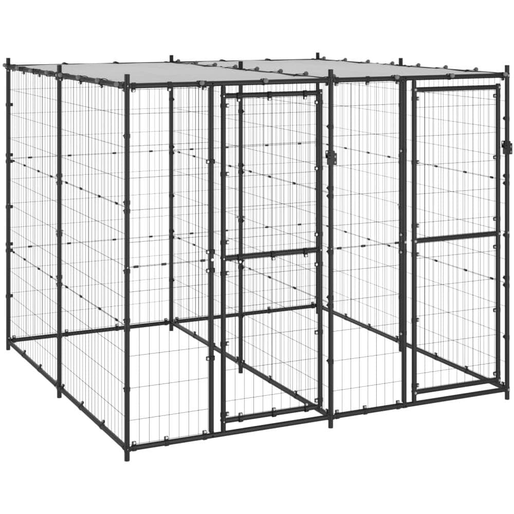 Gabbia per Cani da Esterno in Acciaio con Tetto 4,84 m² - Foto 1