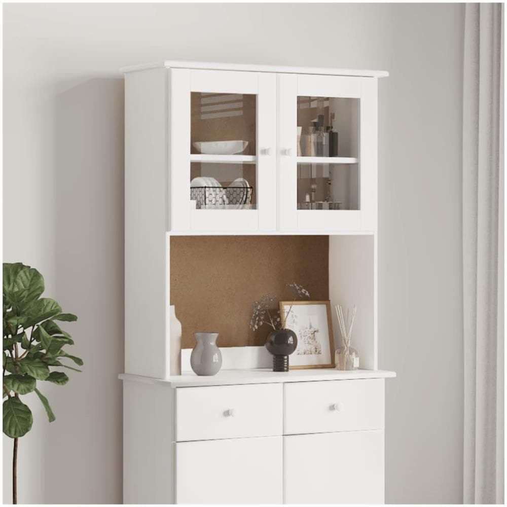 Piano Comò Alta Bianco 77x30x92 Cm In Legno Massello Di Pino - Foto 1