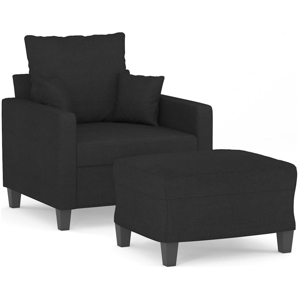 Poltrona Con Poggiapiedi Nero 60 Cm In Tessuto - Foto 2