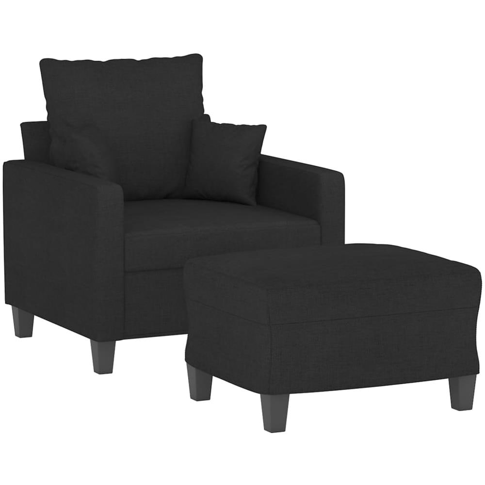 Poltrona Con Poggiapiedi Nero 60 Cm In Tessuto - Foto 3