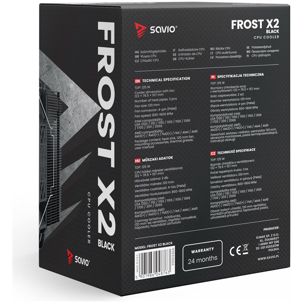 SAVGCOFROSTBLACKX2 sistema di raffreddamento per computer Dissipatore di calore /Radiatore 12 cm Nero - Foto 13