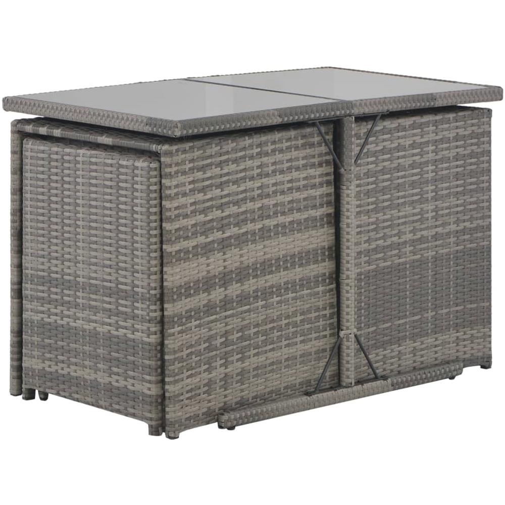 Set Da Pranzo Per Esterni 7 Pz Con Cuscini In Polyrattan Grigio - Foto 2