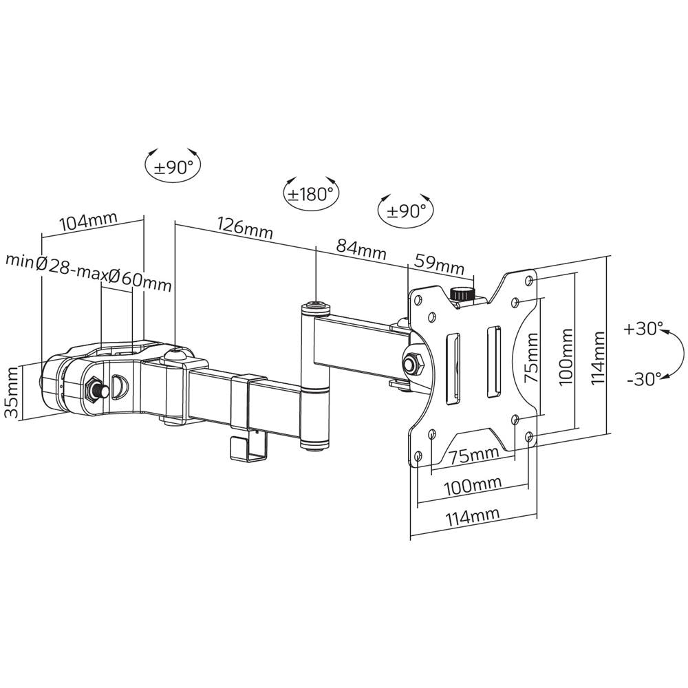 Staffa per Fissaggio a Palo TV LED /LCD 17-32" Nero - Foto 2