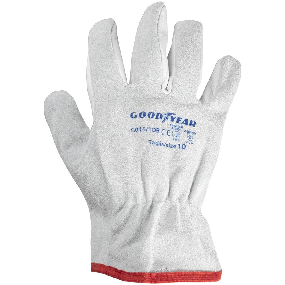 Guanti In Pelle Pieno Fiore E Crosta Mod. g016/10r Taglia 10 Bianco Lavoro - Foto 1