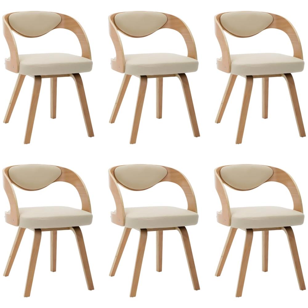 Sedie Da Pranzo 6 Pz Crema In Legno Piegato E Similpelle - Foto 2