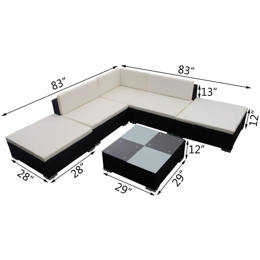 Set Divani da Giardino 6 pz con Cuscini in Polyrattan Nero - Foto 6