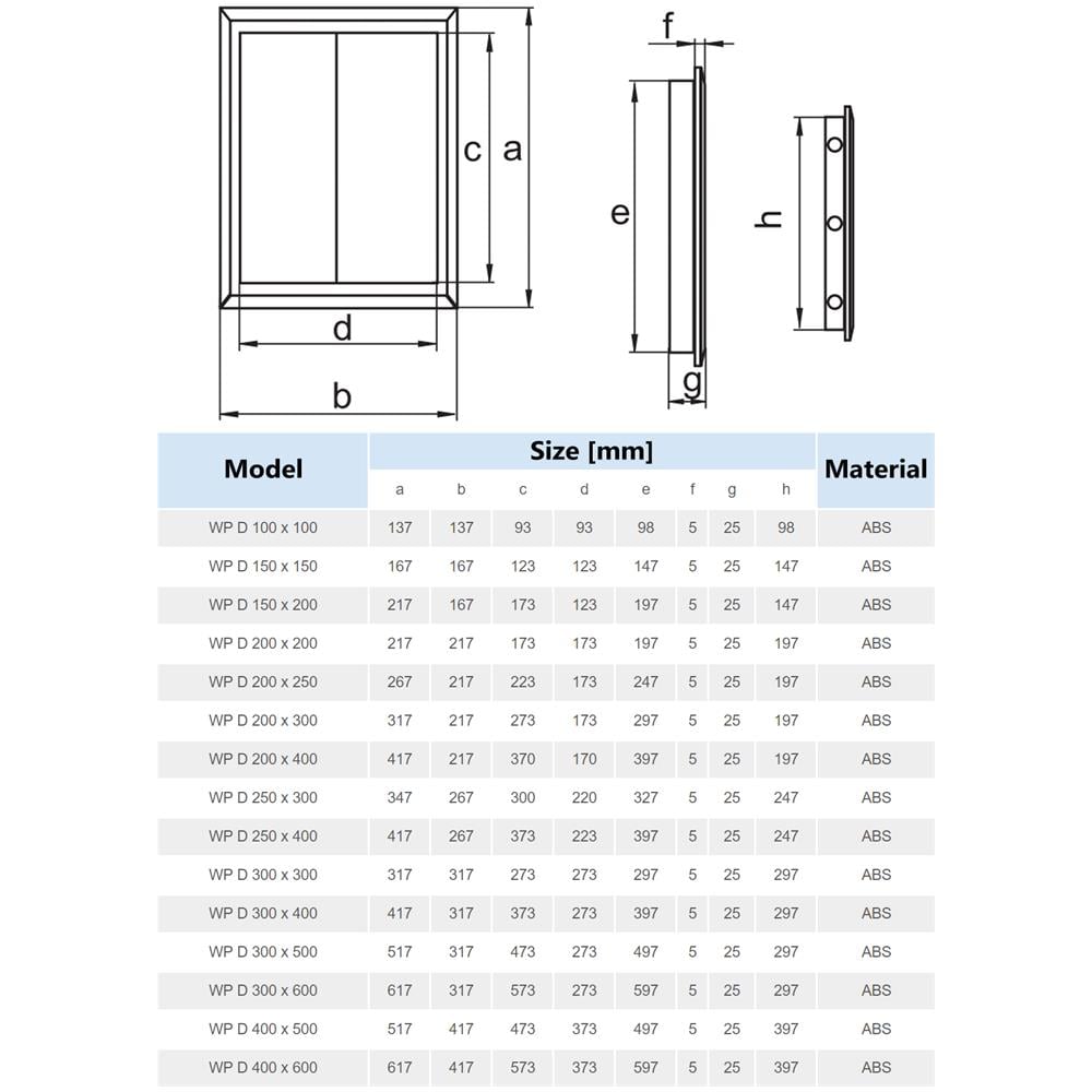 200x250mm Durevole Pannello Ispezione Porta Accesso Bianca Parete Plastica Abs - Foto 2