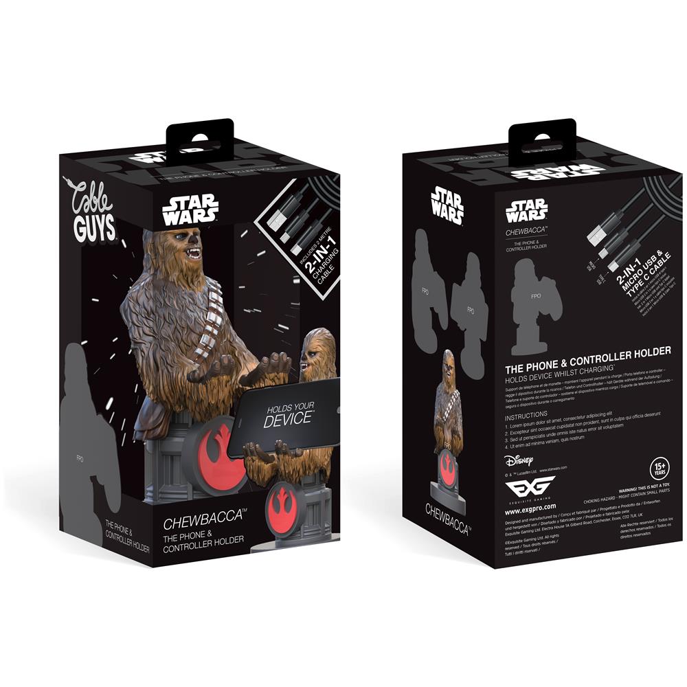 Supporto per Smartphone o Joystick Cable Guy Chewbacca CGCRSW300146 con Cavo 2in1 USB - Micro USB e Type-C di 2 mt - Foto 6