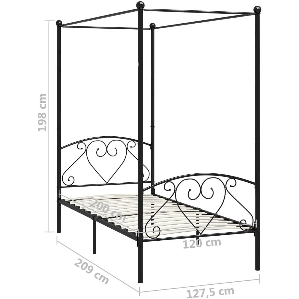 Letto A Baldacchino Nero In Metallo 120x200 Cm - Foto 5