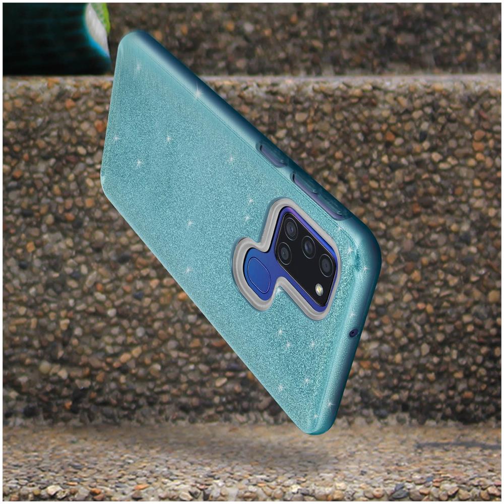 Cover Samsung Galaxy A21s Semi-rigida Con Paillette Amovibili Blu - Foto 2