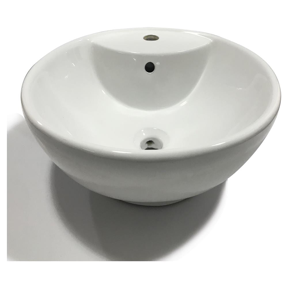 Lavabo Da Appoggio Ceramica Bianco Tondo Lavandino Arredo Bagno 46x46x17 Cm - Foto 1