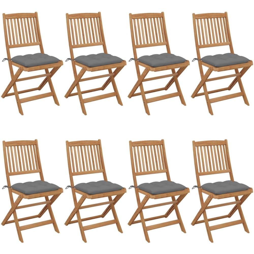 Sedie da Giardino Pieghevoli 8 pz con Cuscini Massello Acacia - Foto 1