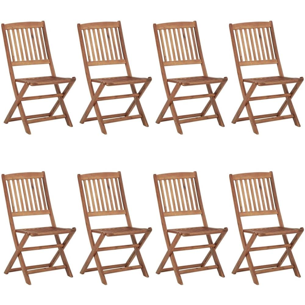 Sedie da Giardino Pieghevoli 8 pz con Cuscini Massello Acacia - Foto 3