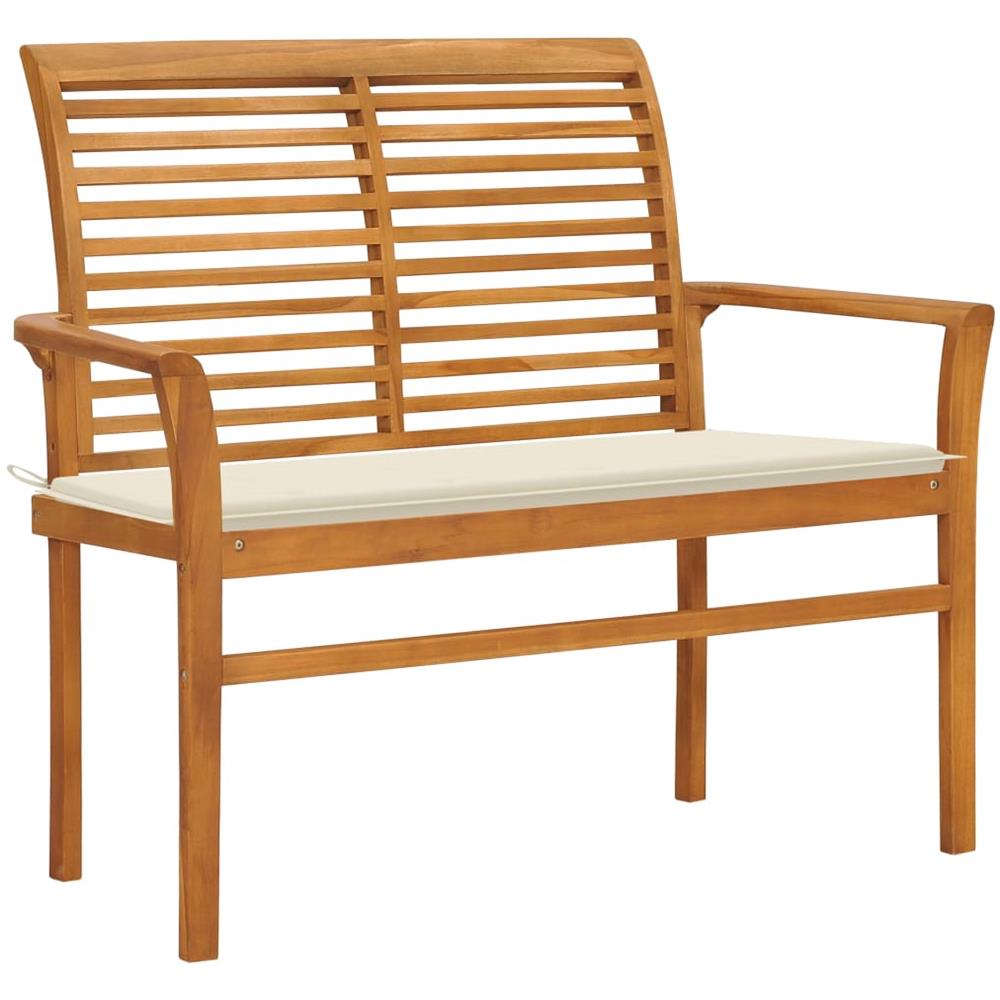 Panca da Giardino con Cuscino Crema 112 cm in Legno di Teak - Foto 1