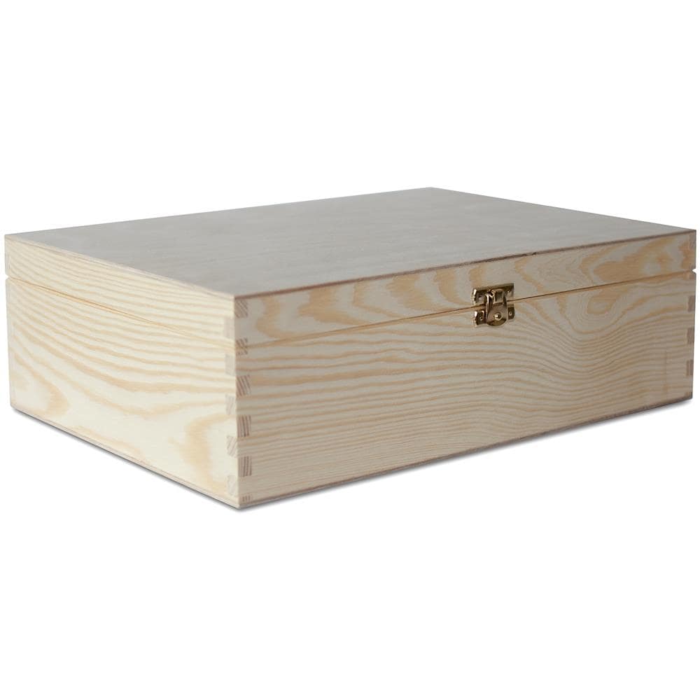 A4 Scatola Di Legno Con Coperchio | 33,8 X 24,8 X 10 Cm (+ / - 1 Cm) | Cassetta Con Chiusura Conteniore Portaoggetti Portagiochi Cofanetto | Per Decoupage Documenti Giocattoli Attrezzi - Foto 5