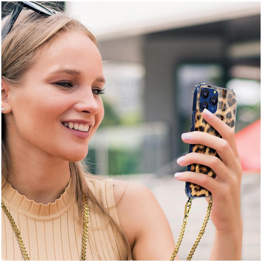 Cover Iphone 12 Pro Max Con Catena Guess Leopardata - Foto 5