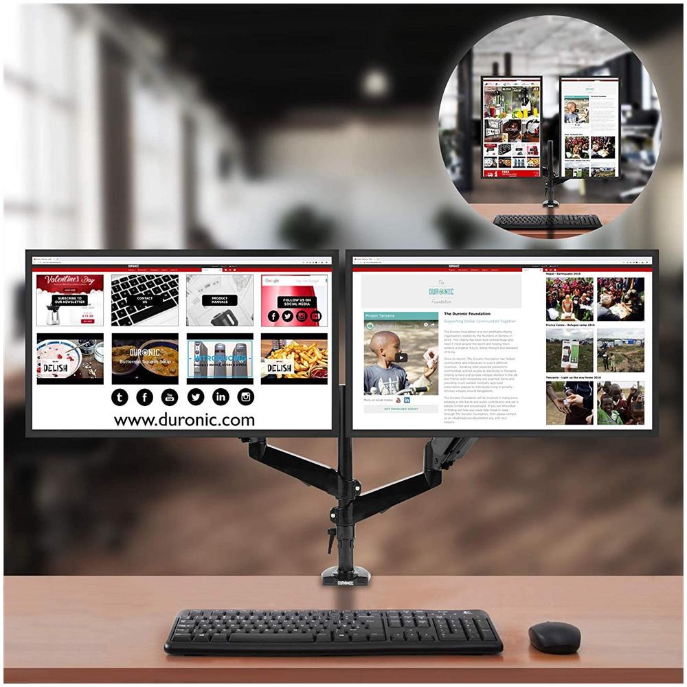 DMG52 Supporto da Scrivania per 2 Monitor 15" - 27" con 2 Braccia Portata Max 8 Kg per Braccio - Foto 2