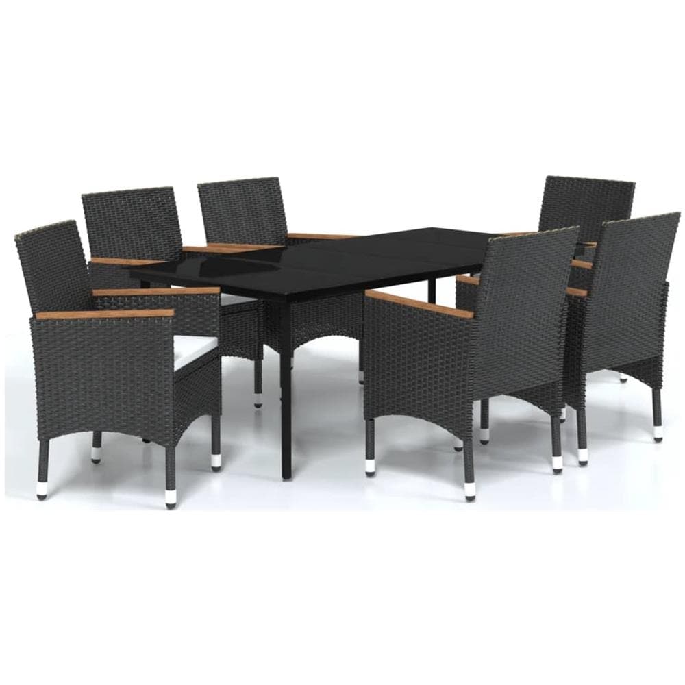 Set Da Pranzo Da Giardino Con Cuscini 7 Pz Nero - Foto 2