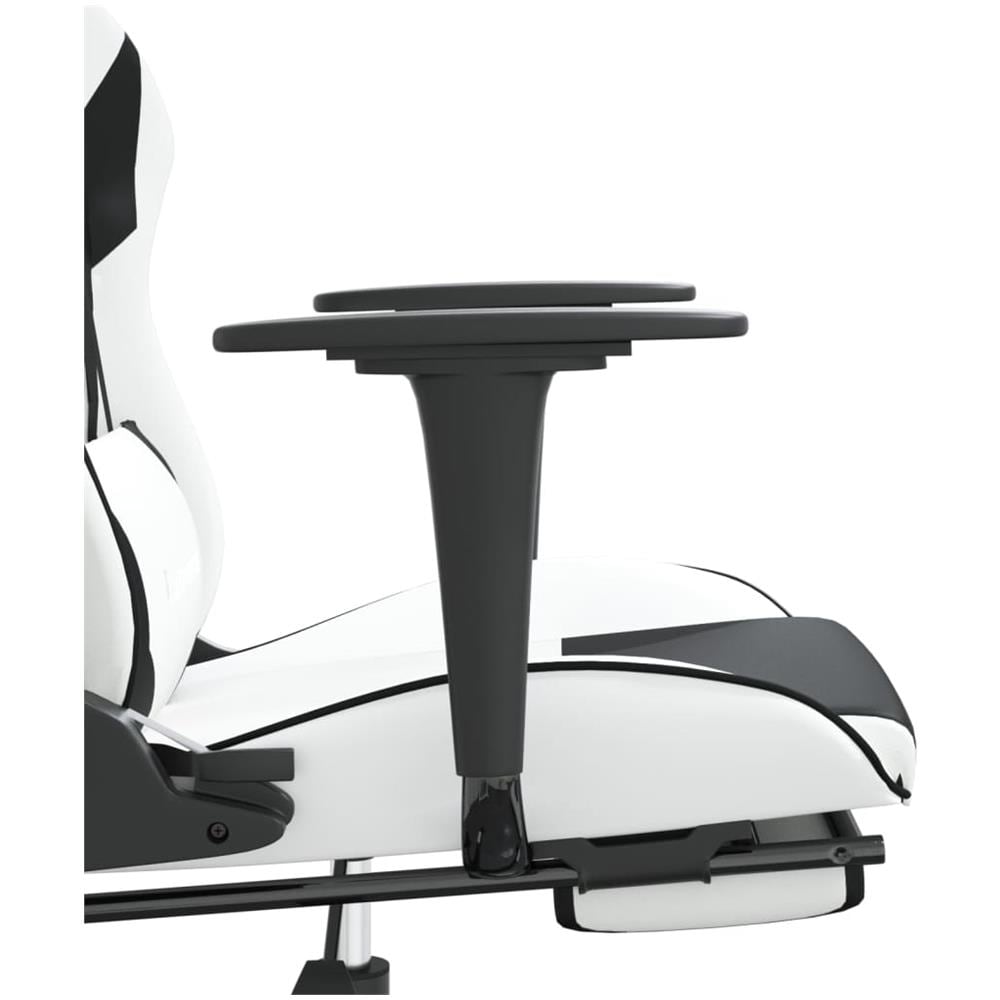 Sedia Da Gaming Massaggio Poggiapiedi Bianco E Nero Similpelle - Foto 2