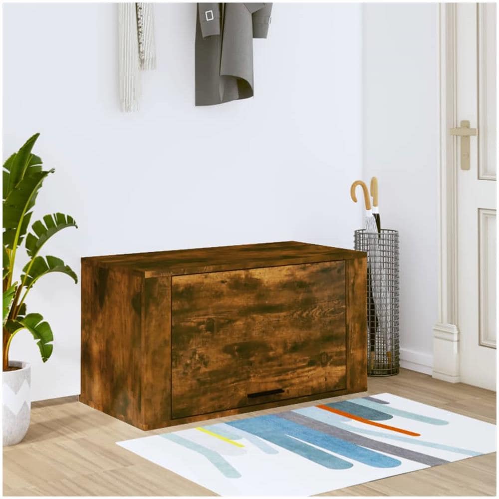 Scarpiera A Muro Rovere Fumo 70x35x38 Cm Legno Massello Pino - Foto 1