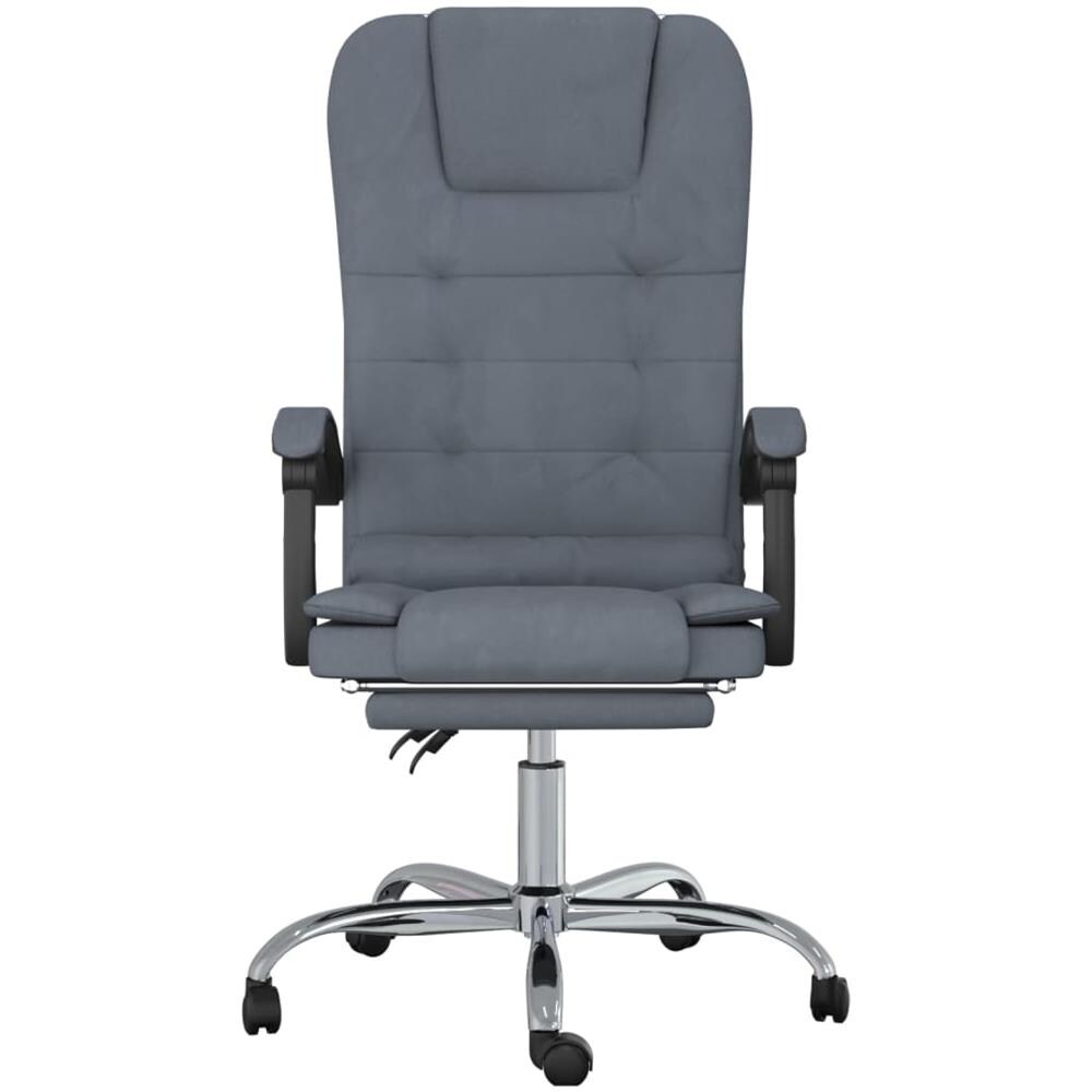 Sedia da Ufficio Massaggio Reclinabile Grigio Scuro in Velluto - Foto 2
