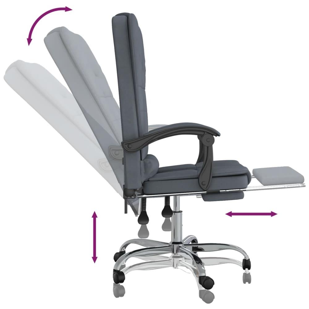 Sedia da Ufficio Massaggio Reclinabile Grigio Scuro in Velluto - Foto 7