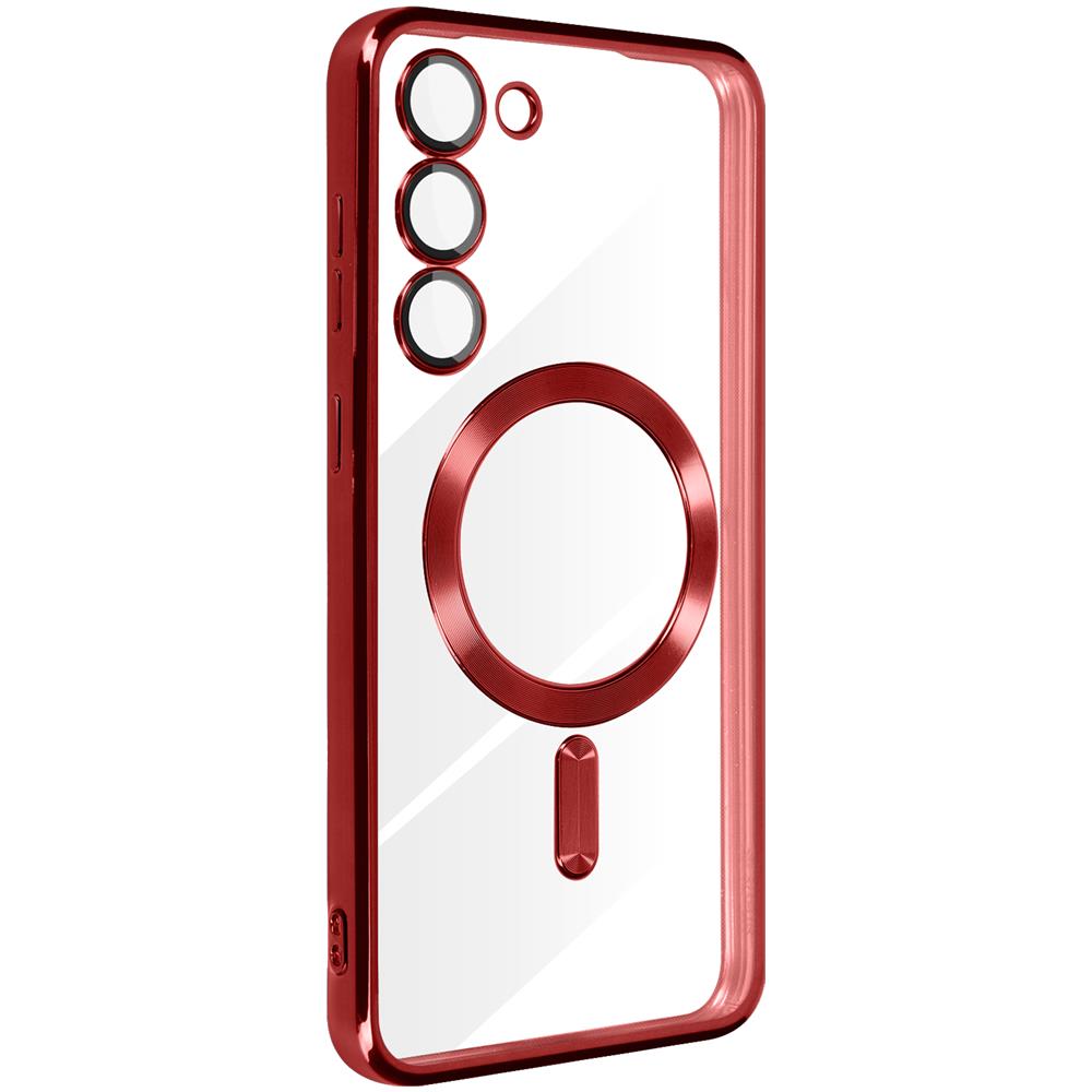 Cover Magsafe Per Samsung S23 Plus Con Protezione Fotocamera Trasparente / Rosso - Foto 2