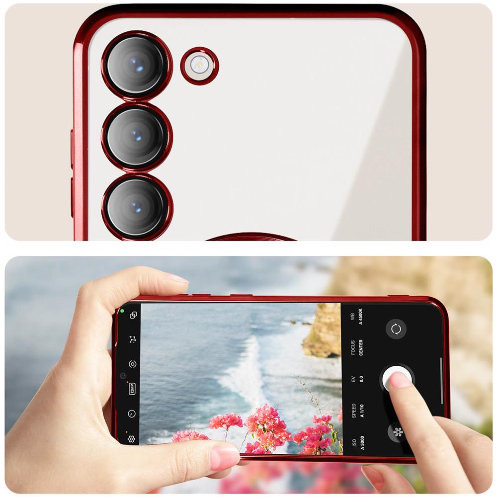 Cover Magsafe Per Samsung S23 Plus Con Protezione Fotocamera Trasparente / Rosso - Foto 5