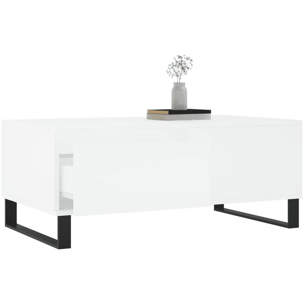 Tavolino Da Salotto Bianco 90x50x36,5 Cm In Legno Multistrato - Foto 3
