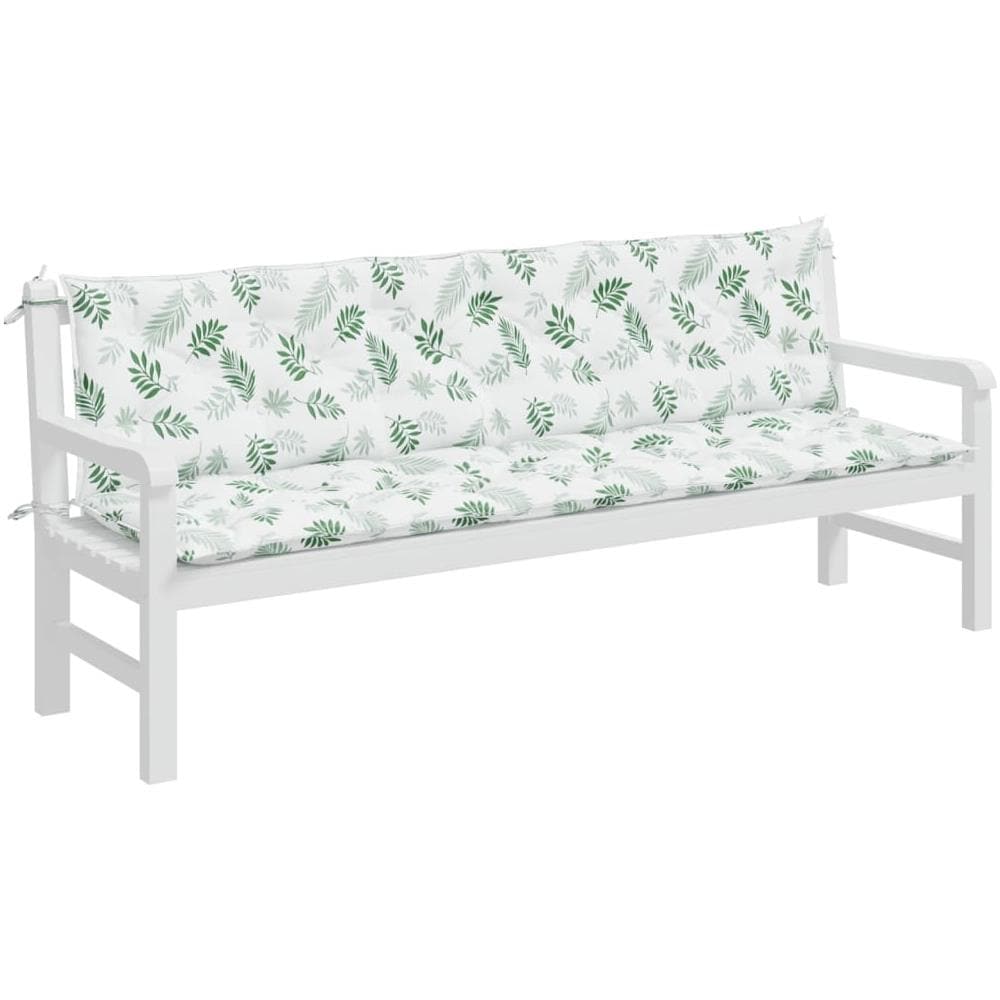 Cuscini Panca Giardino 2 Pz Motivo A Foglie 200x50x7 Cm Tessuto - Foto 3