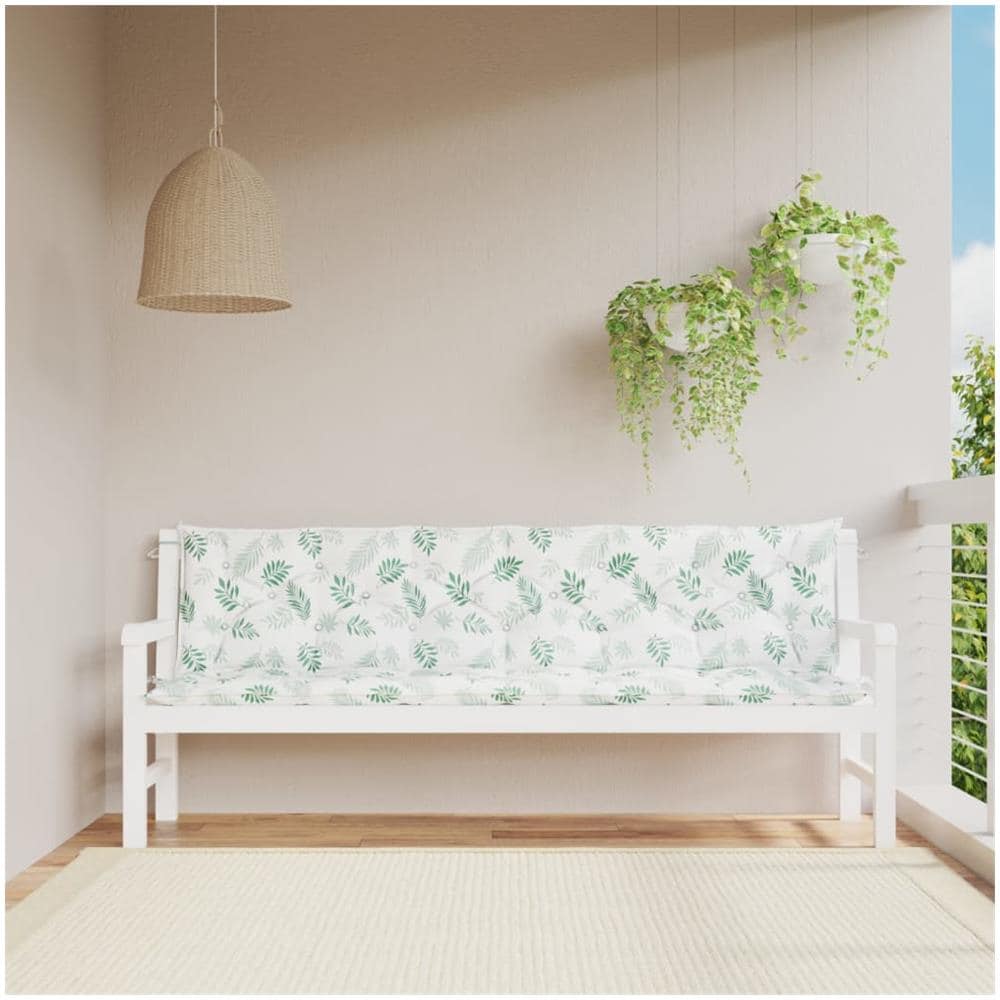 Cuscini Panca Giardino 2 Pz Motivo A Foglie 200x50x7 Cm Tessuto - Foto 1