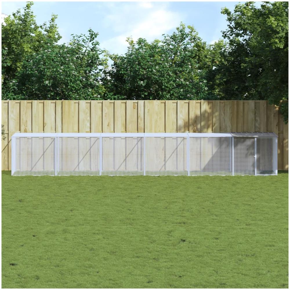 Gabbia Polli Tetto Grigio Chiaro 603x98x90 Cm Acciaio Zincato - Foto 1