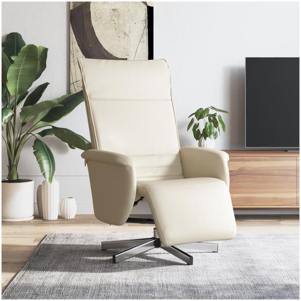 Poltrona Reclinabile Con Poggiapiedi Crema In Similpelle - Foto 1