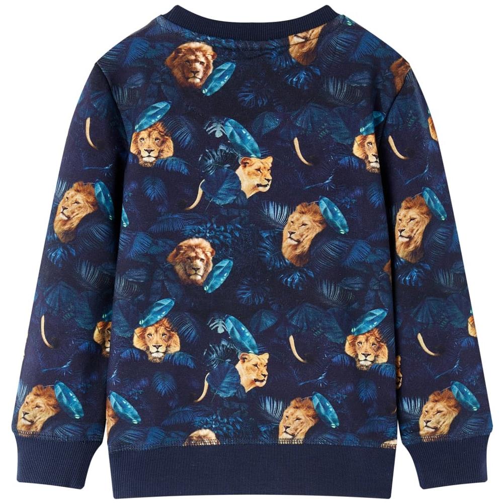 Felpa Per Bambini Stampa Leoni E Piante Blu Marino 92 - Foto 2