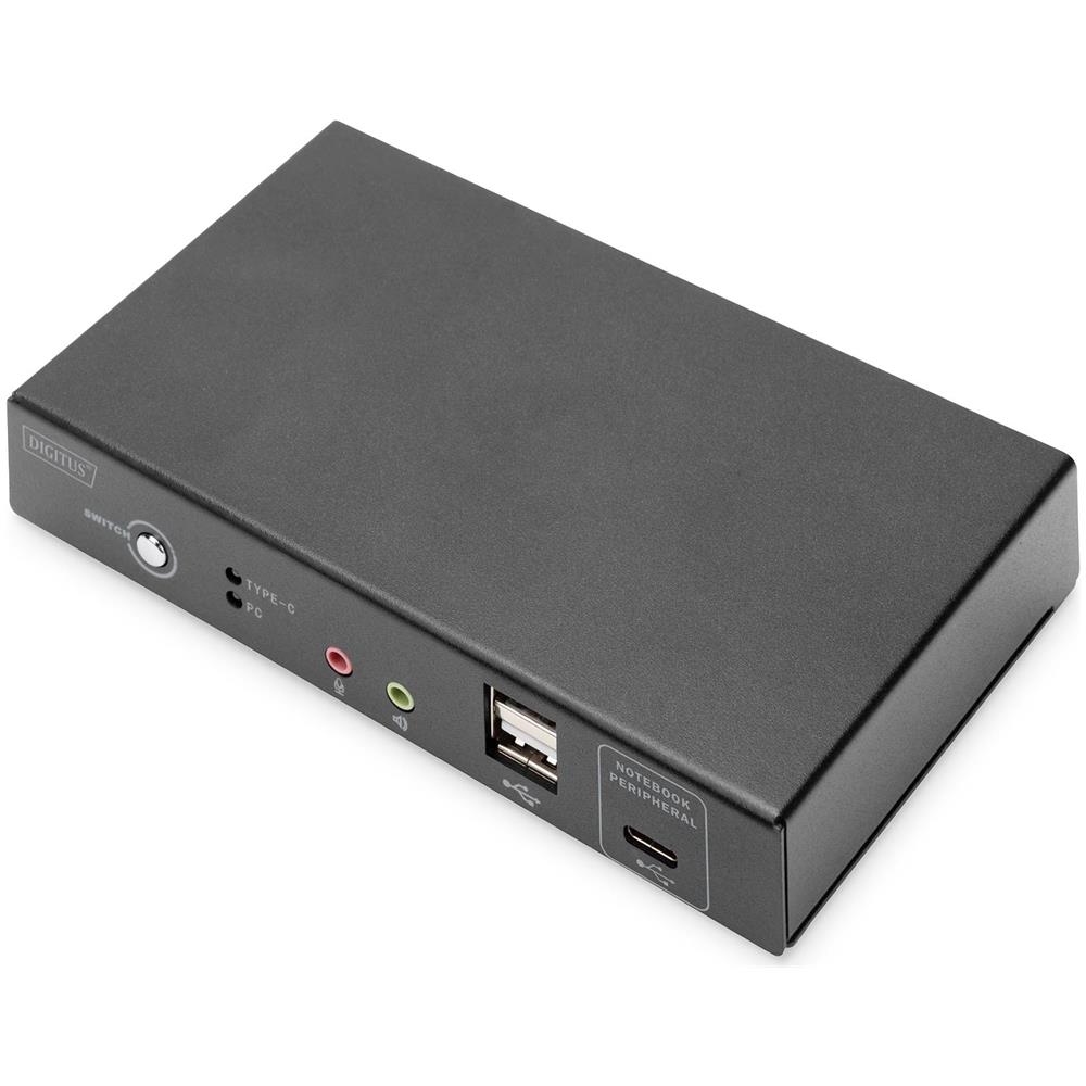 Switch KVM, 2 porte, 4K30Hz, USB-C /USB /HDMI in, HDMI out, rete - Foto 1