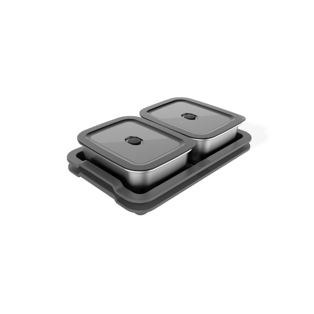 3400220 recipiente per cibo Rettangolare Contenitore Nero, Acciaio inox 2 pz - Foto 1