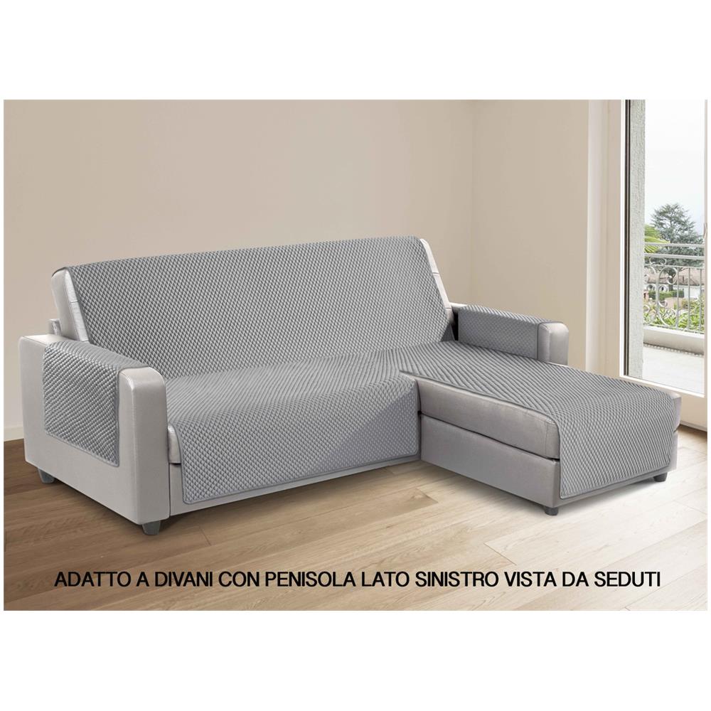 Copridivano Per Divani Con Penisola Lato Sinistro Modello Sphere Grigio 280 Cm Grigio - Foto 1